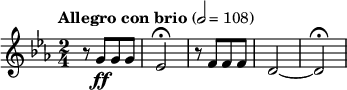 The opening bars of Beethoven's Fifth Symphony, in music notation.